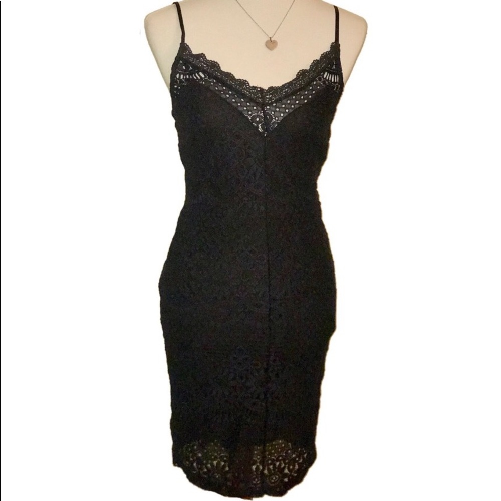 Little Black Lace Dress Adjustable Spaghetti Strap